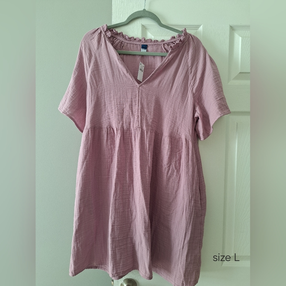 Old Navy Women's Pink Ruffle V-Neck Dress